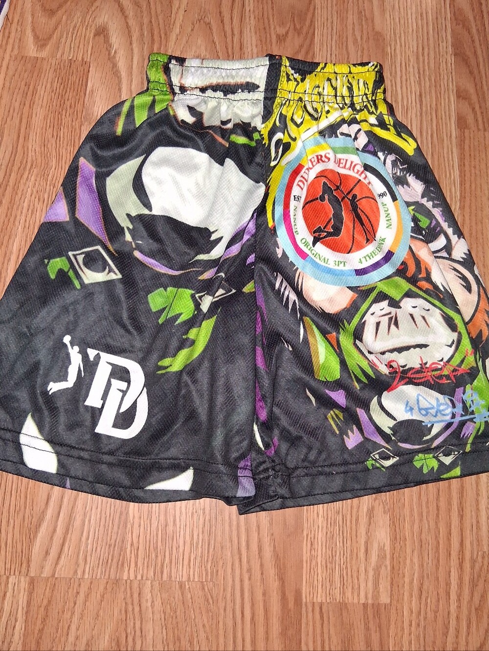 Kids Graphic Athletic Shorts with Multicolor Joker Design